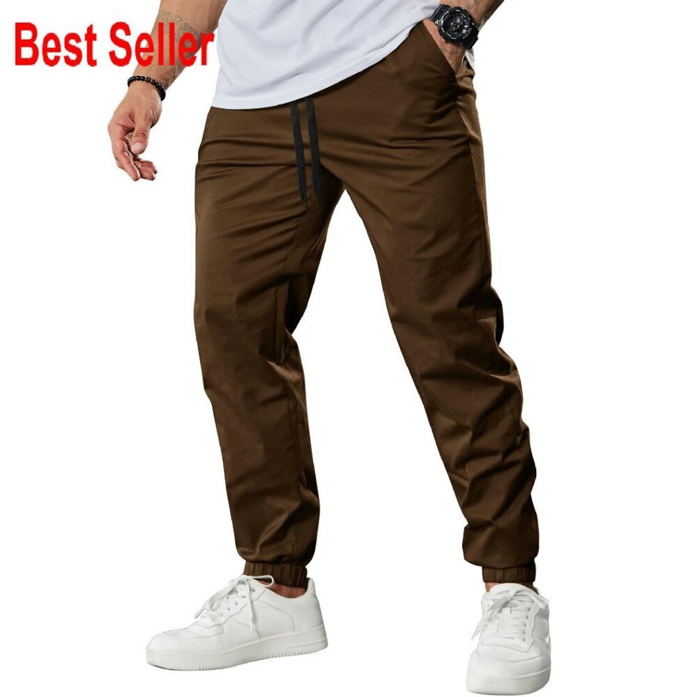 Men's Cotton Cargo Joggers Tapered Fit Casual Hiking Outdoor Sweatpants